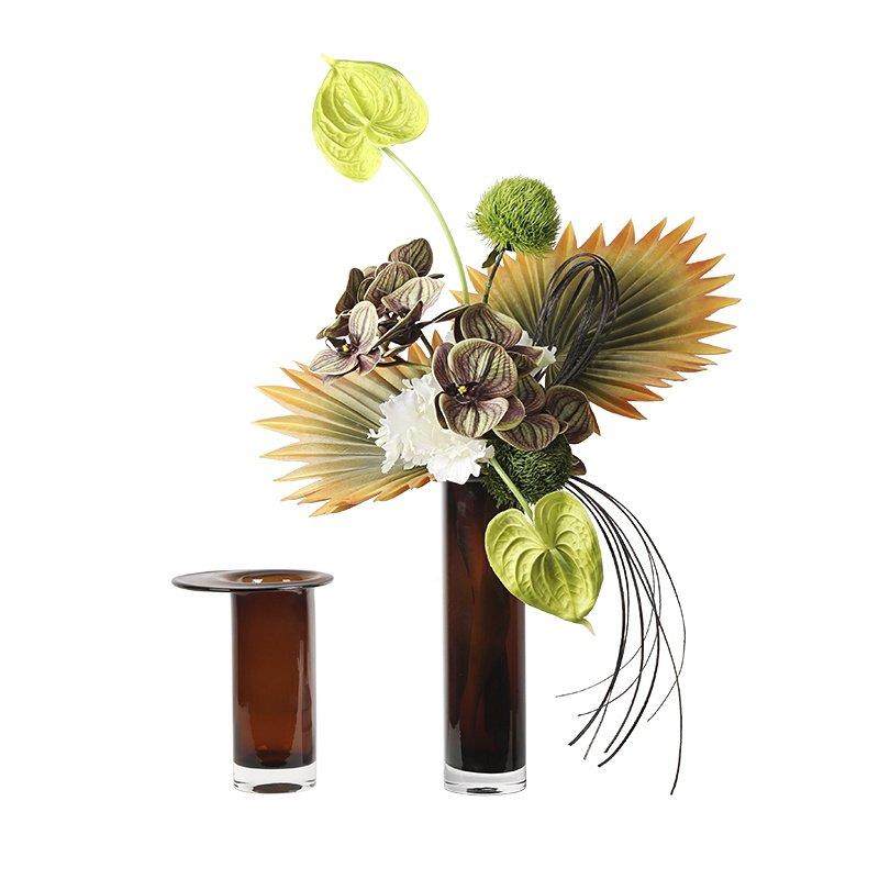 现LMQM-136代简约玻璃花样板间花艺客厅关餐桌玄咖筒色直瓶花器插,淘宝优惠券,粉丝福利购,淘宝优惠卷