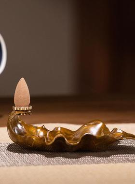 铜 美荷倒流香 薰摆件办公荷美倒流室生书房雅器香香炉套装日礼品