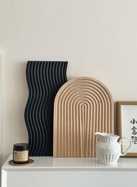 收纳黑色托盘波浪纹ins拍照道具装饰香薰饰品几何置物摆件摄影