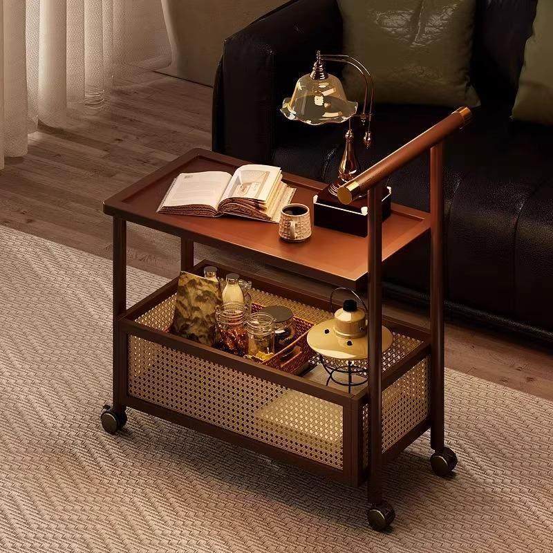 可移动边几收纳中古零食小推车床头柜客厅沙发储物置物架藤编茶几,淘宝优惠券,粉丝福利购,淘宝优惠卷