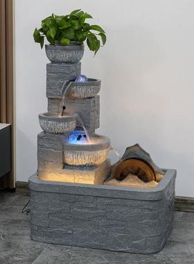 高山流水摆件循环水鱼缸楼梯下造景户外庭院阳台鱼池招财假山水景