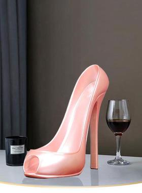 现代简约高跟鞋红酒架摆件房间卧室个性实用装饰品办公室柜台摆设
