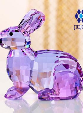 水晶小兔子摆件十二生肖动物办公室桌面装饰品儿童礼物新年吉祥物