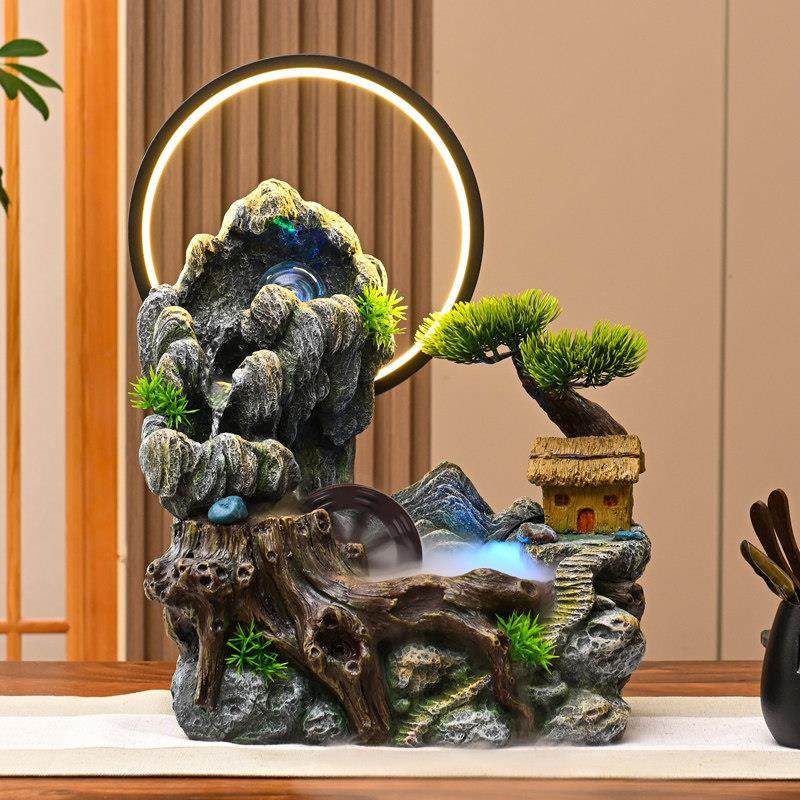 小型风车流水摆件循环水客厅招财加湿器家用转运球假山水景风水轮,淘宝优惠券,粉丝福利购,淘宝优惠卷