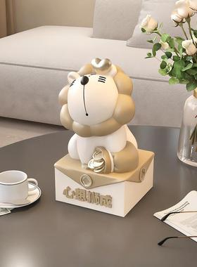 可爱狮子存钱罐摆件祇进不出客厅装饰高级感小众儿童房生日礼物