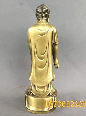 纯铜黄铜阿弥陀佛站像保平安释迦摩尼佛镇宅工艺供奉家居摆件