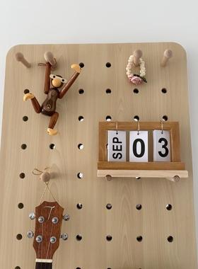 创意实木猴子摆件小挂件木质洞洞板装饰木偶家居儿童房吉祥物玩偶