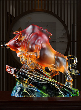 琉璃牛摆件招财家居摆设客厅玄关工艺品办公室装饰品开业乔迁礼品