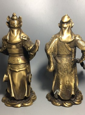 铜关公韦陀铜像摆件一套纯铜武财神关二爷关公菩萨韦陀护法招财