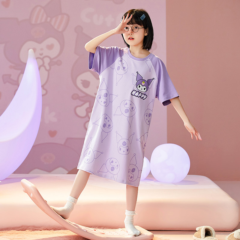 女童睡衣夏季睡裙2023新款公主风小女孩夏款纯棉大童儿童夏天短袖,淘宝优惠券,粉丝福利购,淘宝优惠卷