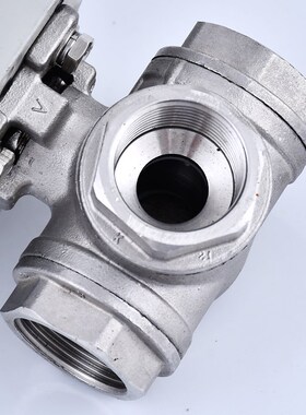 304电动三通球阀不锈钢丝口L型T型换向切换分流调节阀门Q914/5F