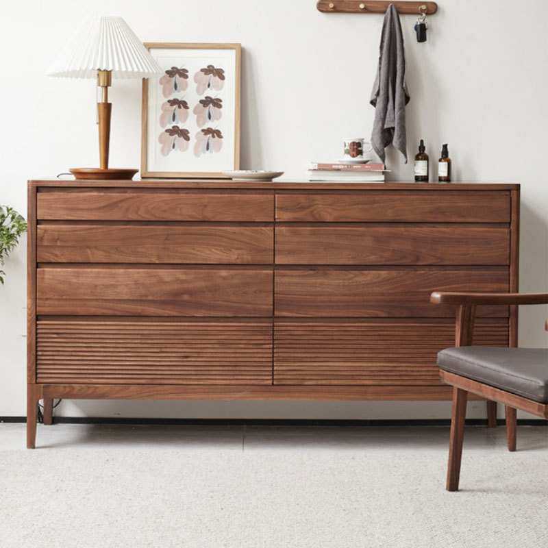 源头工厂北欧实木家具客厅储物柜现代简约日式原木黑胡桃木八斗柜,淘宝优惠券,粉丝福利购,淘宝优惠卷