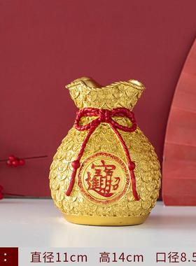 直销新款红色福袋花瓶钱袋子树脂招财摆件跨境新年麦穗爆款装饰品