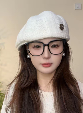 复古显脸小方圆脸前进帽女秋冬