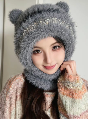 冬季女款毛绒护耳防风雷锋帽