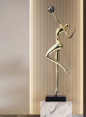 意式极简艺术雕塑竖高客厅入户玄关摆件轻奢细长高级感软装工艺品
