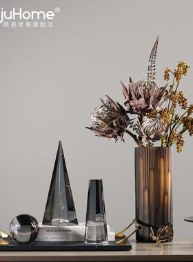 北欧创意几何水晶摆件现代简约客厅酒柜玄关办公室样板间轻奢摆设