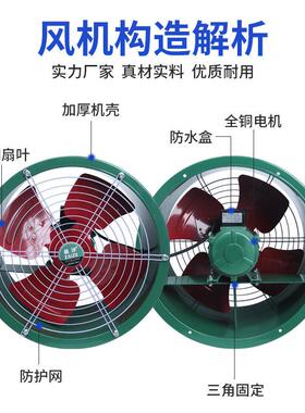 SF轴流风机220V大功率工业电风扇排烟管道抽风机换气排风扇大风量