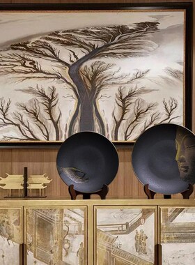 新中式佛像摆盘陶瓷禅意摆件客厅电视柜茶室办公室博古架装饰品