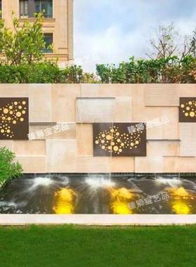流水墙庭院花园布置落地创意景观水系装饰大型摆件欧式水幕墙别墅