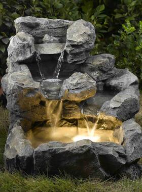 仿石假山流水生财喷泉摆件户外阳台花园庭院循环水车落地景观装饰