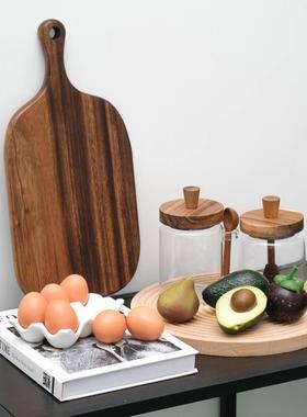 大理石实木砧板披萨面包样板间厨房餐厅灶台装饰品摆件拍摄道具