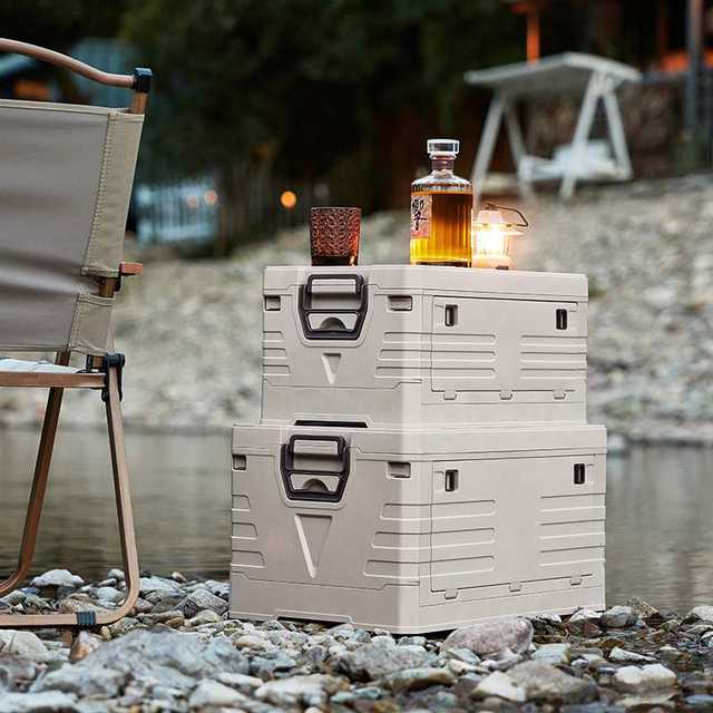 Outdoor storage box for household dustproof portable foldable large camping box car storage box plastic