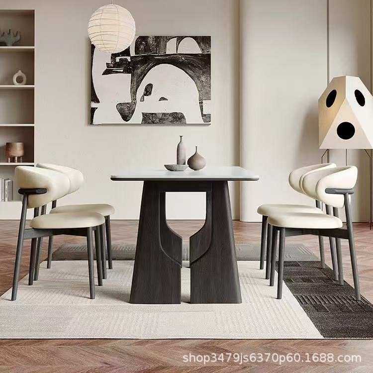意式极简岩板餐桌椅组合轻奢现代简约长方形西餐桌灰色家用小户型,淘宝优惠券,粉丝福利购,淘宝优惠卷