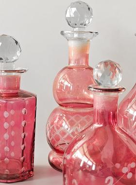 度手工琉瓶古玻璃艺术花器花瓶客印厅电视柜中复古璃家居装饰2602