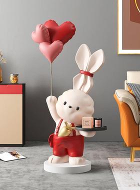 大型装兔子落地摆件家ZTU居饰品客厅电视新柜旁乔迁结婚婚礼物新