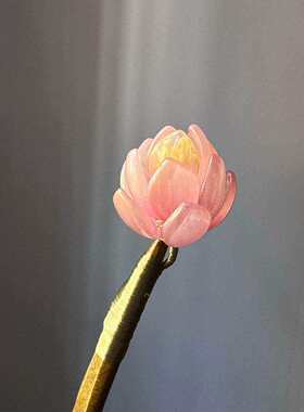 复古新中式小荷花实木发簪