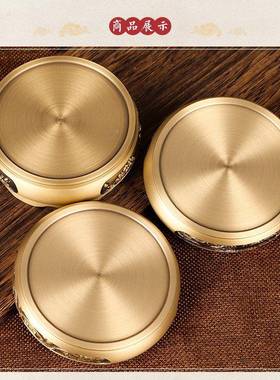 鼎风进阁全黄铜香底座莲花麟招tdiz-01财宝圆形黄铜底座中式炉复