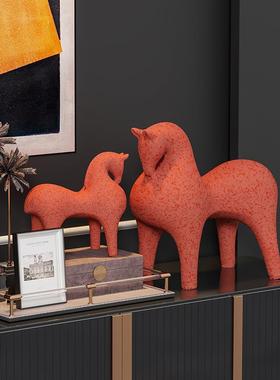 红陶瓷马高办室桌公面装饰摆件客厅壁龛色CTB-2484书柜酒柜玄关档