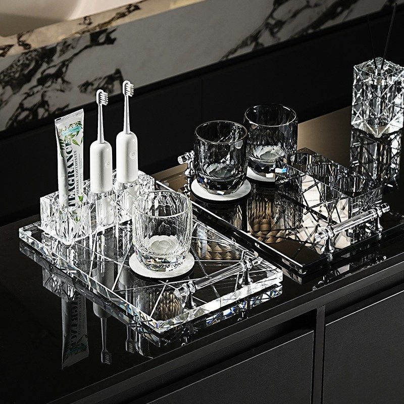 高奢K9水晶手刻电动牙刷牙杯架卫生间洗漱套装老钱风别墅浴室用品,淘宝优惠券,粉丝福利购,淘宝优惠卷