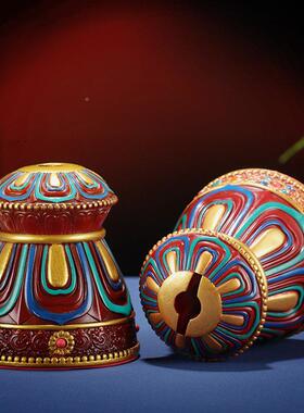 八宝浮吉祥底座幡RGA藏式财神幡转轮莲花财神箭石树脂雕居宝家摆