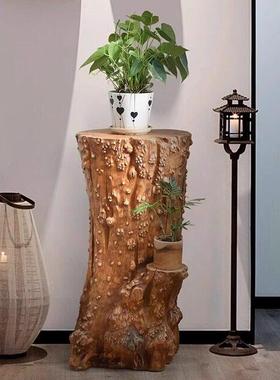 落摆流水景假山工艺鱼缸底座仿件盆根雕玄关招财地装饰底座花托架