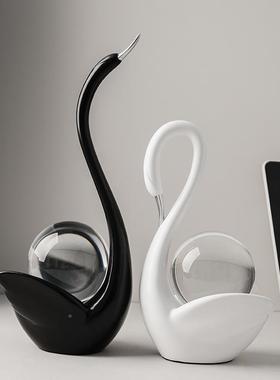 贝汉美水客晶球23092302侣天鹅摆件现代轻奢居玄情关厅酒家柜电视