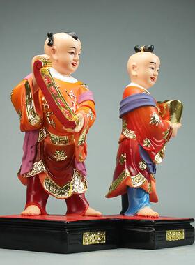 招财进宝童子摆件招财童子进宝郎神君神摆像财护发手树脂饰1RAH工