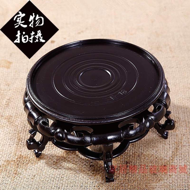 Wine bottle base short-footed flower seat imitation wood flower stand bracket tray fish tank base flower pot base wine rack brown rack