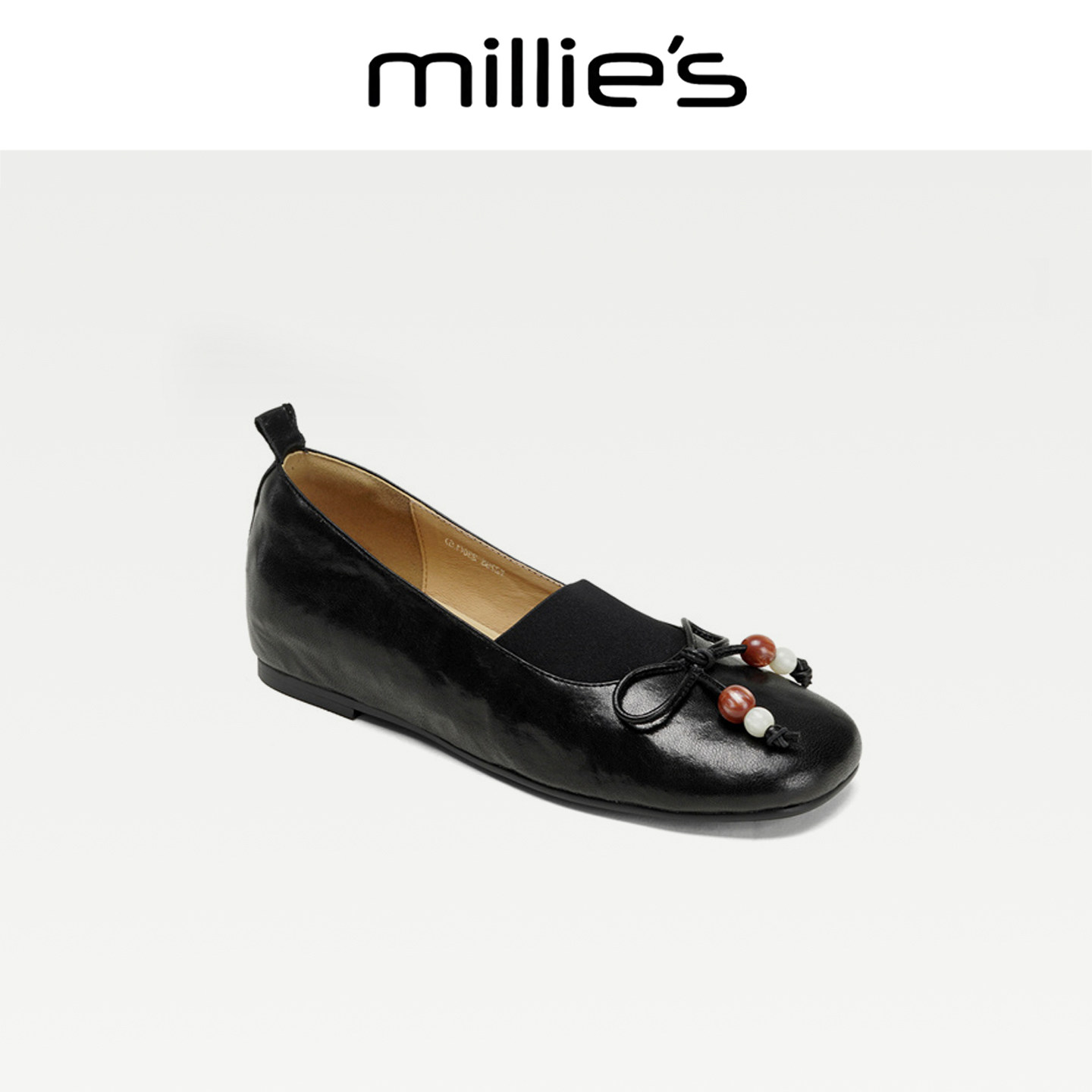 MILLIE'S/妙丽2025新款女鞋方头系带芭蕾鞋仙女绑带中口单鞋女CZ,淘宝优惠券,粉丝福利购,淘宝优惠卷