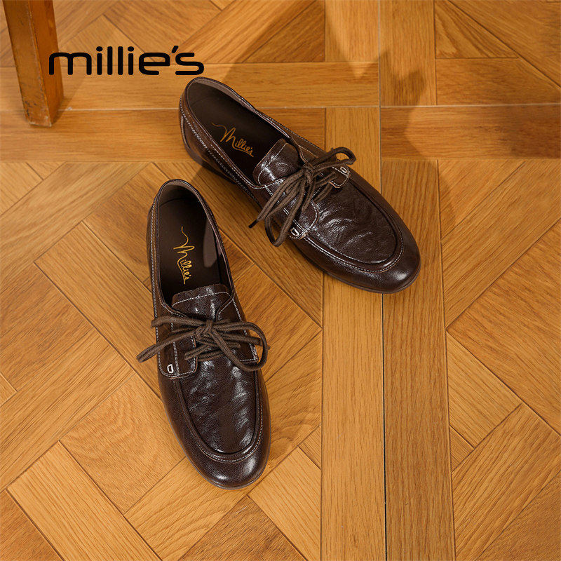 妙丽官方旗舰店2025秋季英伦风粗跟复古厚底乐福鞋深口小皮鞋单鞋,淘宝优惠券,粉丝福利购,淘宝优惠卷