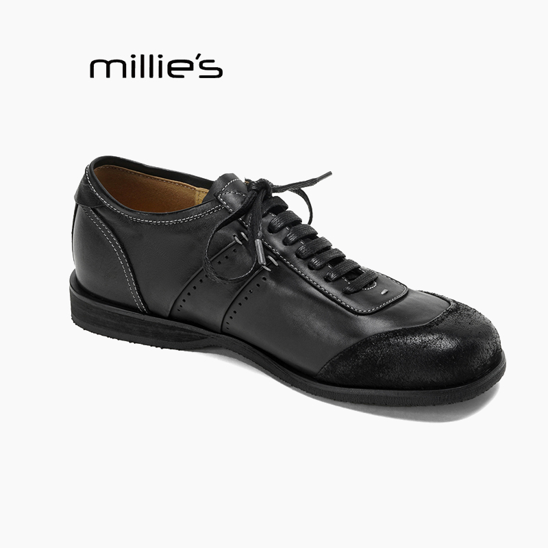 MILLIE'S/妙丽女鞋牛皮小皮鞋2025年秋季新款百搭黑色深口单鞋Q - 图2