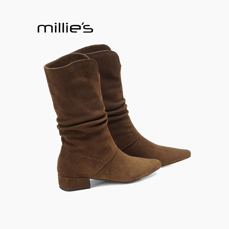 MILLIE'S/妙丽低跟休闲百搭弹力靴女复古西部靴女显高瘦瘦袜靴女Q,淘宝优惠券,粉丝福利购,淘宝优惠卷