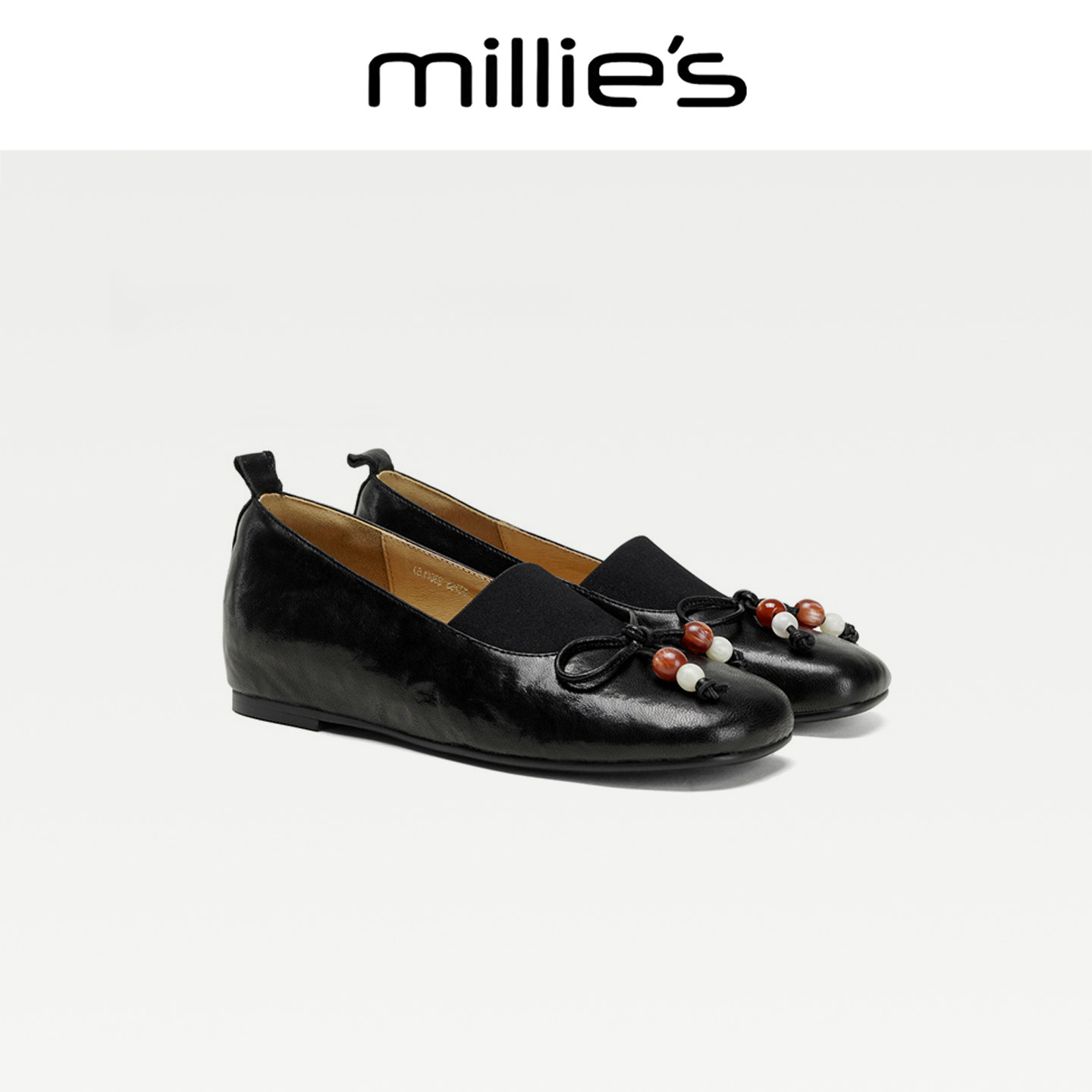 MILLIE'S/妙丽2025新款女鞋方头系带芭蕾鞋仙女绑带中口单鞋女CZ,淘宝优惠券,粉丝福利购,淘宝优惠卷