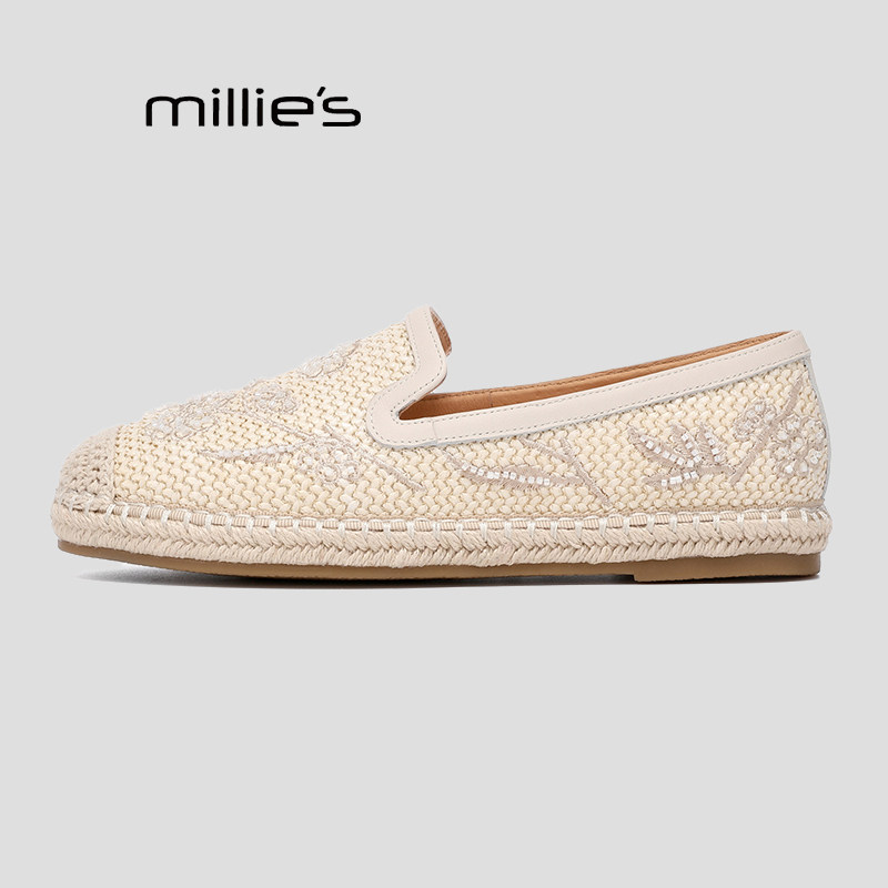 MILLIE'S/妙丽2026春季新款复古风女鞋一脚蹬平底舒适休闲鞋Q,淘宝优惠券,粉丝福利购,淘宝优惠卷