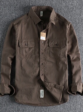 Multi-colored Retro Stripe Cotton Shirt Men's Long Sleeve S