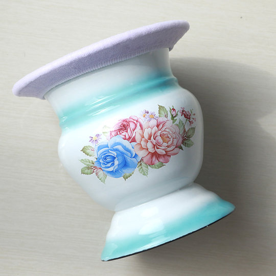 成人搪瓷尿壶老人尿桶防臭加厚带盖老式尿盆家用孕妇高脚痰盂罐女