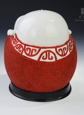 陶瓷红色喜庆弥勒笑佛德化白瓷迎福小弥勒办公家居客厅装饰摆件