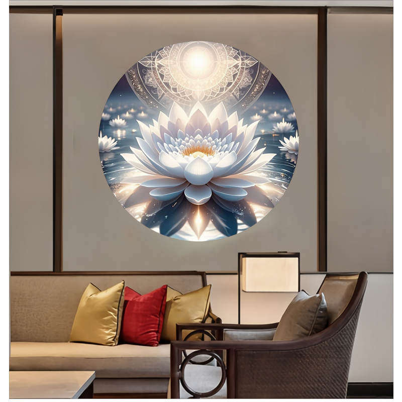 圆形金莲红莲白莲自贴画贴墙贴纸玄关背景莲花贴图中式自粘不留胶,淘宝优惠券,粉丝福利购,淘宝优惠卷