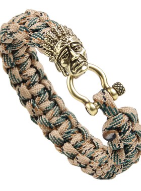 潮牌北美印第安人编织手链 求生手链 伞绳手链饰品 义乌市场